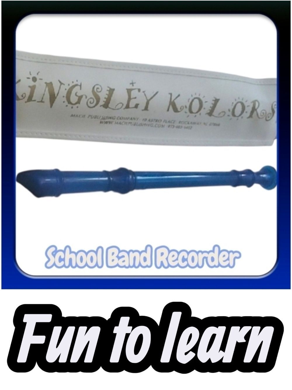 Kingsley‎ Kolors Blue Recorder Flute Perfect For Beginners. Gentley Used